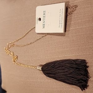 New Gold-Tone Necklace with Chocolate Brown Tassel NWT